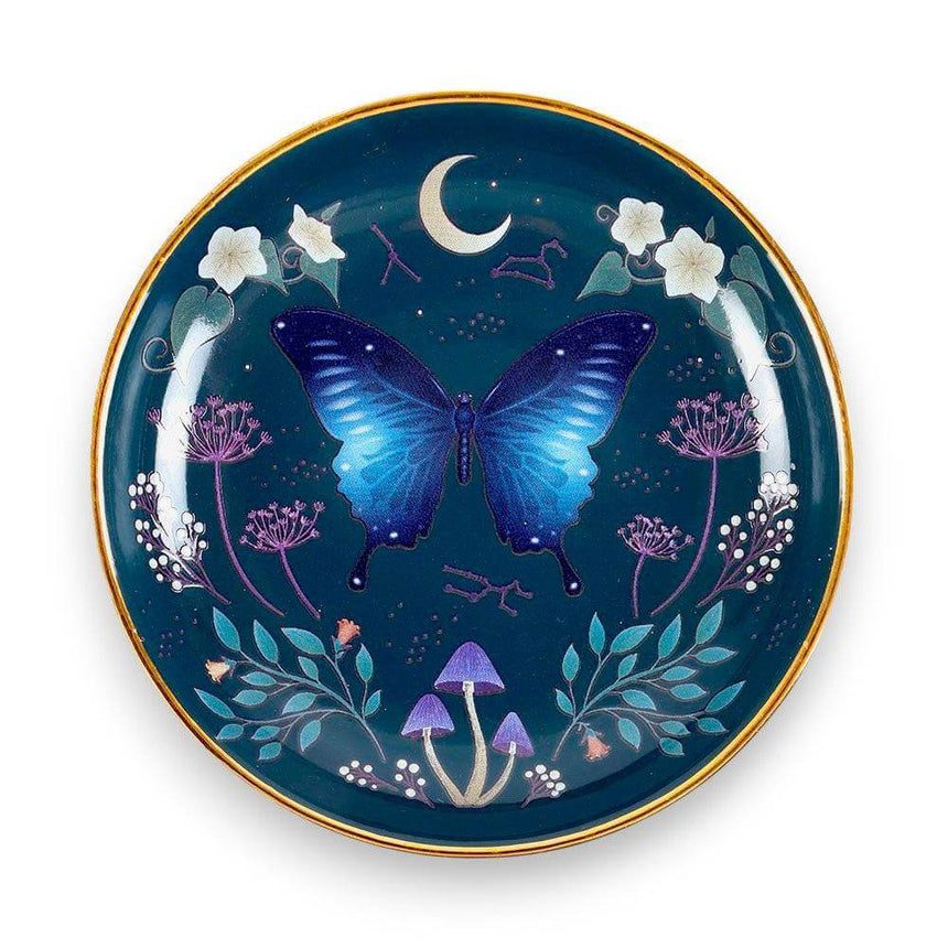 The Fashion Gift Shop: Round Midnight Moth Jewellery, Ring, Key Trinket Dish by Jones Home & Gifts, Jewellery Dish