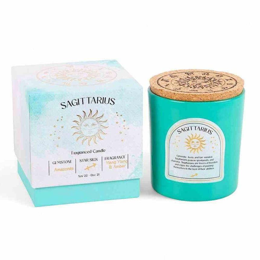 The Fashion Gift Shop: Sagittarius Ylang Ylang & Amber Gemstone Zodiac Candle by Jones Home & Gifts, Candles