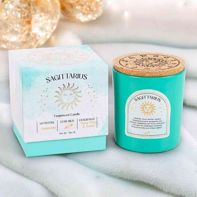 The Fashion Gift Shop: Sagittarius Ylang Ylang & Amber Gemstone Zodiac Candle by Jones Home & Gifts, Candles