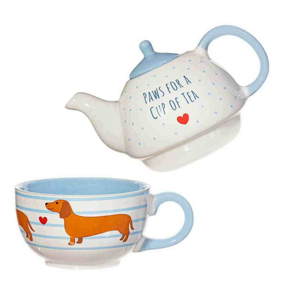 The Fashion Gift Shop: Sausage Dog Tea for One - Tea Pot and Cup Set by Sass and Belle, Teapots