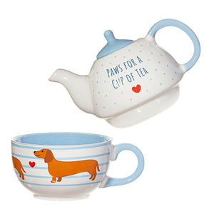 Sausage Dog Tea for One - Tea Pot and Cup Set.