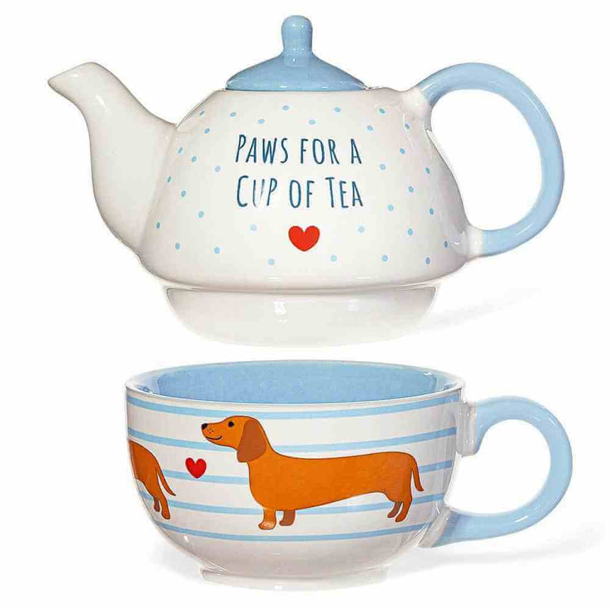 The Fashion Gift Shop: Sausage Dog Tea for One - Tea Pot and Cup Set by Sass and Belle, Teapots