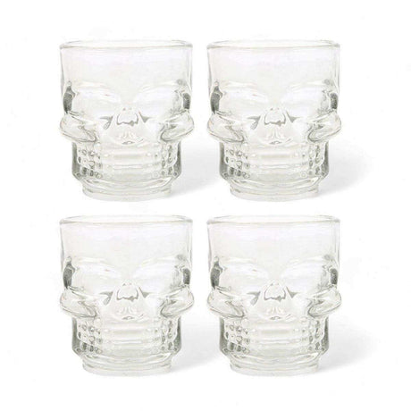 The Fashion Gift Shop: Set of 4 Skull Shot Glasses, Skull Design, Halloween Gift Ware by Puckator, Shot Glasses