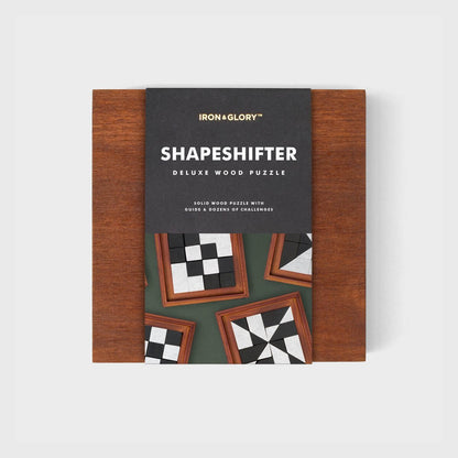 IRON&GLORY SHAPESHIFTER Deluxe wood puzzle box with sample tile designs