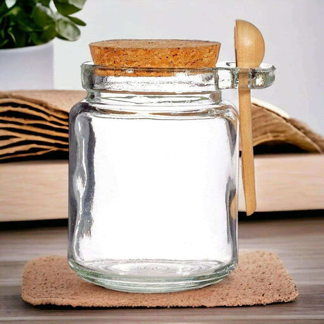 The Fashion Gift Shop: Small Jar With Cork Lid and Bamboo Spoon, Plastic Free, Reusable by Sass and Belle, Food Storage Accessories