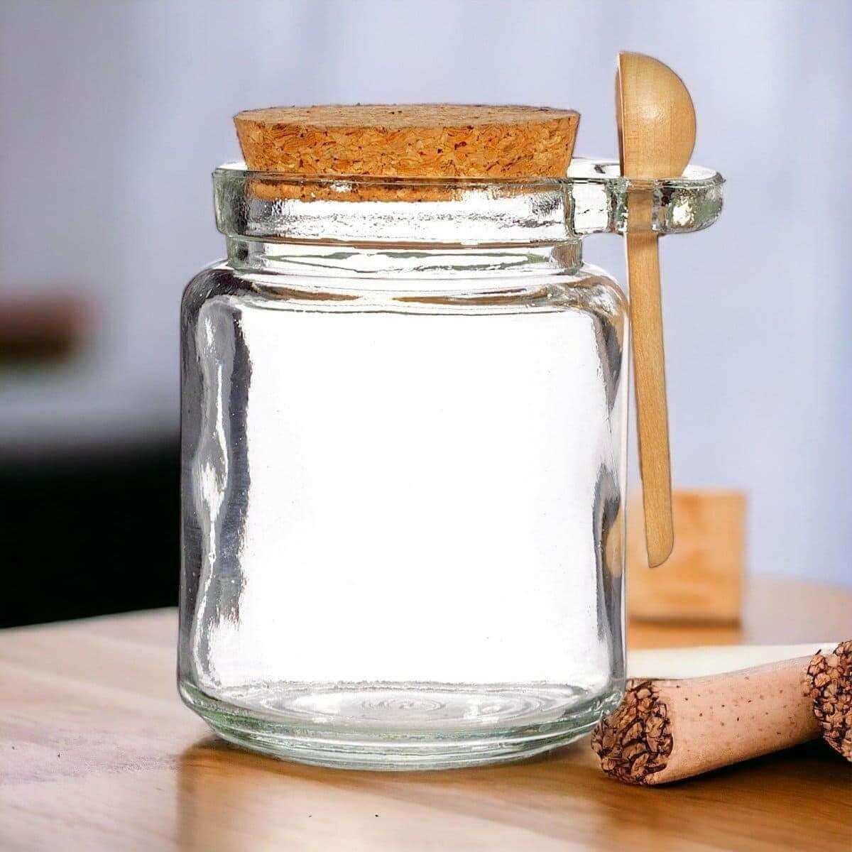 Small Jar With Cork Lid and Bamboo Spoon, Plastic Free, Reusable by Sass and Belle