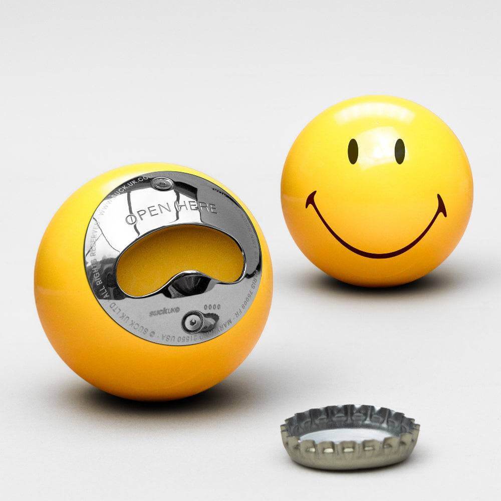 Smiley Bottle Opener, Bright Yellow, Made from a Pool Ball by SuckUK