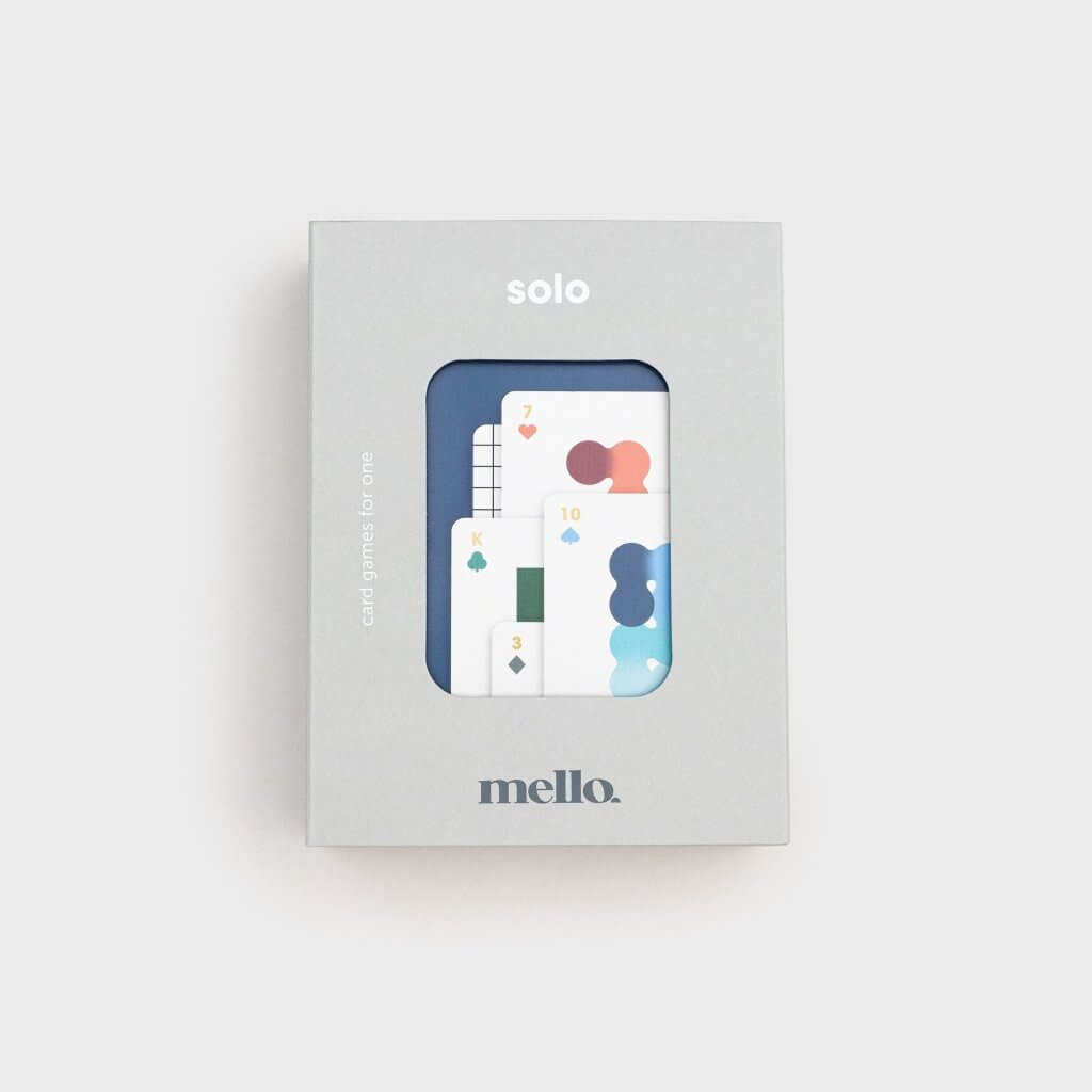 Solo Mello playing cards gift box with solo and mello branding