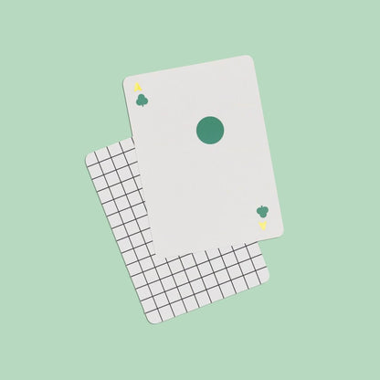 Solo Mello playing cards: single white card with a green circular suit mark