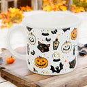Spooky Cat and Pumpkin Print Mug for Halloween Fun