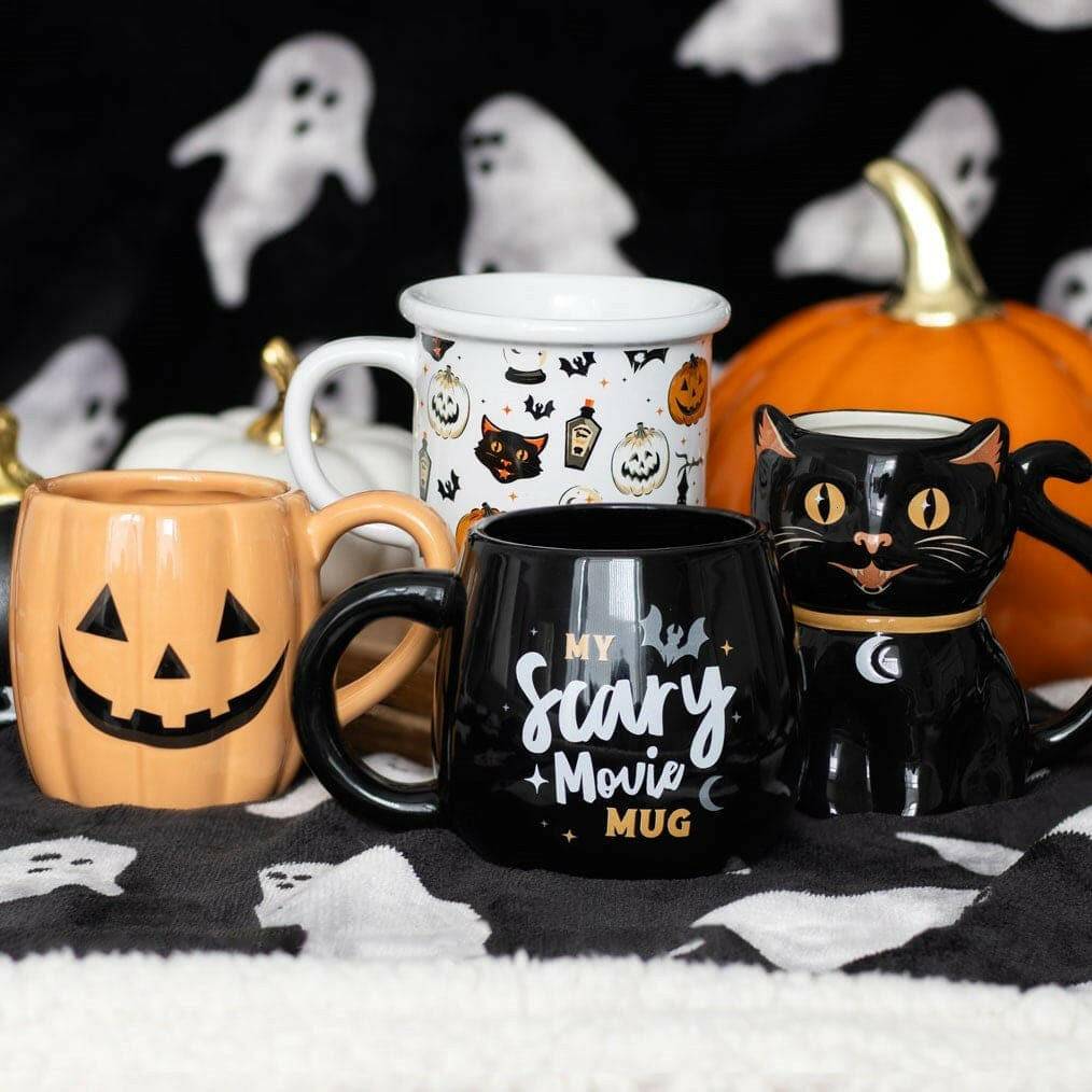 Spooky Cat and Pumpkin Print Mug, Halloween Black Cat. Pumpkins  Spirit of equinox  The Fashion Gift Shop .