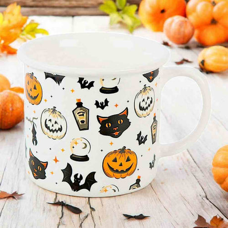 The Fashion Gift Shop: Halloween Spooky Season Vintage Inspired Enamel Mug by Spirit of equinox, Mugs and Cups