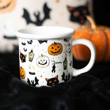 The Fashion Gift Shop: Halloween Spooky Season Vintage Inspired Enamel Mug by Spirit of equinox, Mugs and Cups