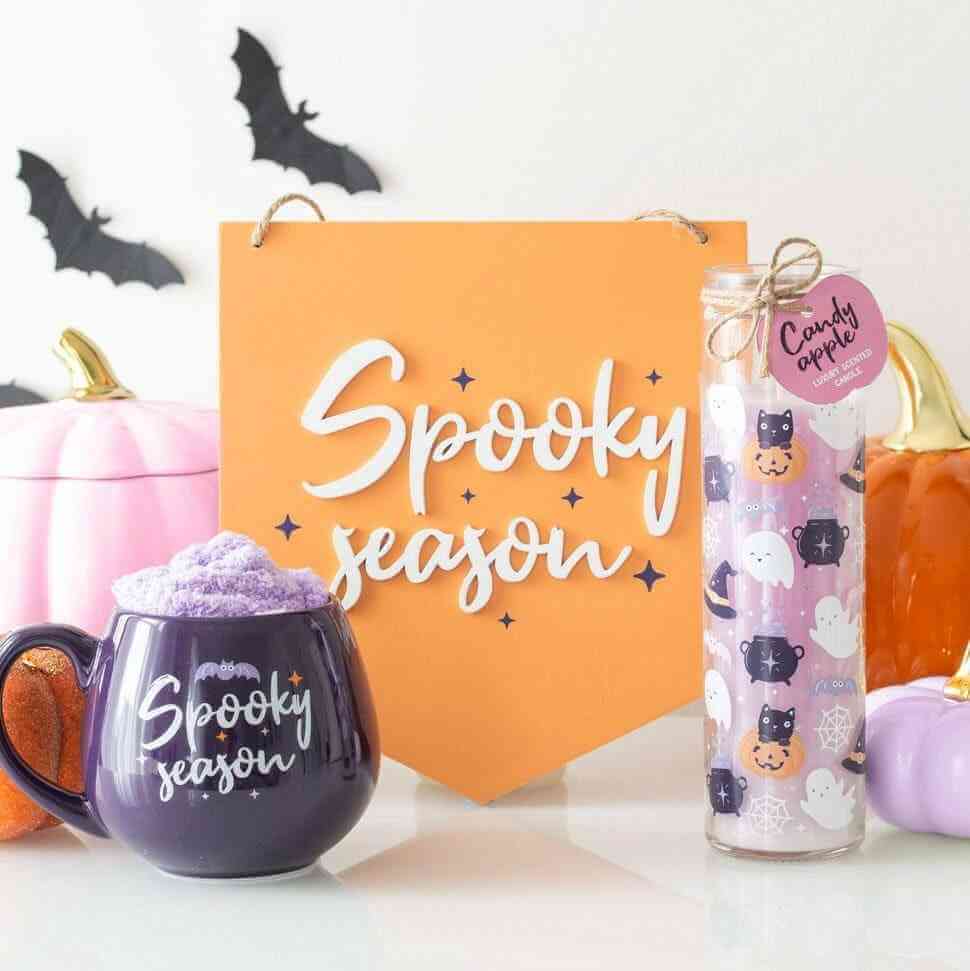 Spooky Season Mug and Lilac Socks Set for Cozy Nights by Spirit of equinox