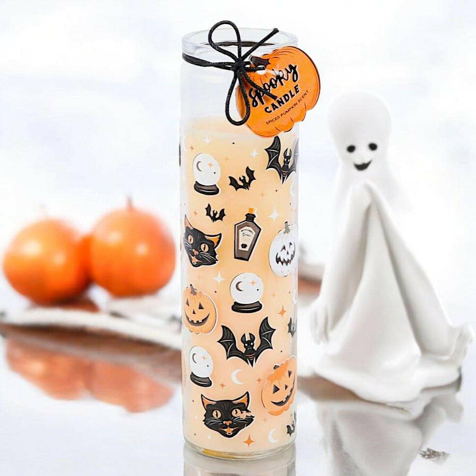 Spooky Spiced Pumpkin Tube Candle, Retro Cat and Pumpkin Print  Temerity Jones London  The Fashion Gift Shop .