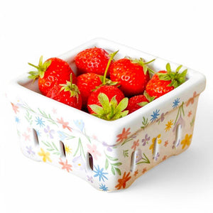 The Fashion Gift Shop: Spring Floral Print Ceramic Berry Serving Basket and Small Snack Bowl by Jones Home & Gifts, Serving Dishes