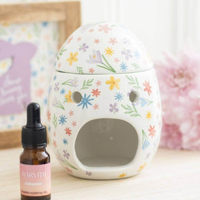 The Fashion Gift Shop: Spring Floral Print Egg - Shaped Oil Burner and Wax Warmer by Jones Home & Gifts, Oil Burner & Wax Melters