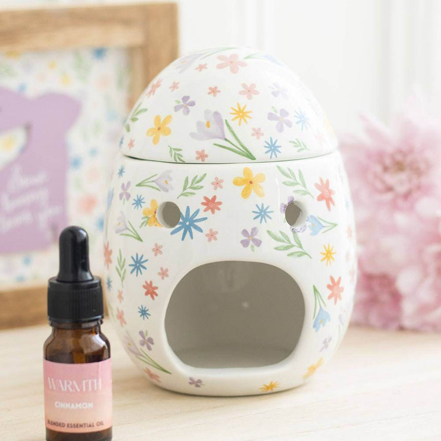The Fashion Gift Shop: Spring Floral Print Egg - Shaped Oil Burner and Wax Warmer by Jones Home & Gifts, Oil Burner & Wax Melters