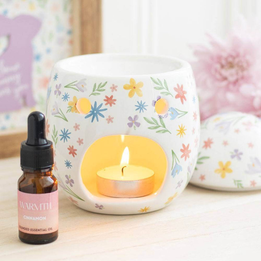 The Fashion Gift Shop: Spring Floral Print Egg - Shaped Oil Burner and Wax Warmer by Jones Home & Gifts, Oil Burner & Wax Melters