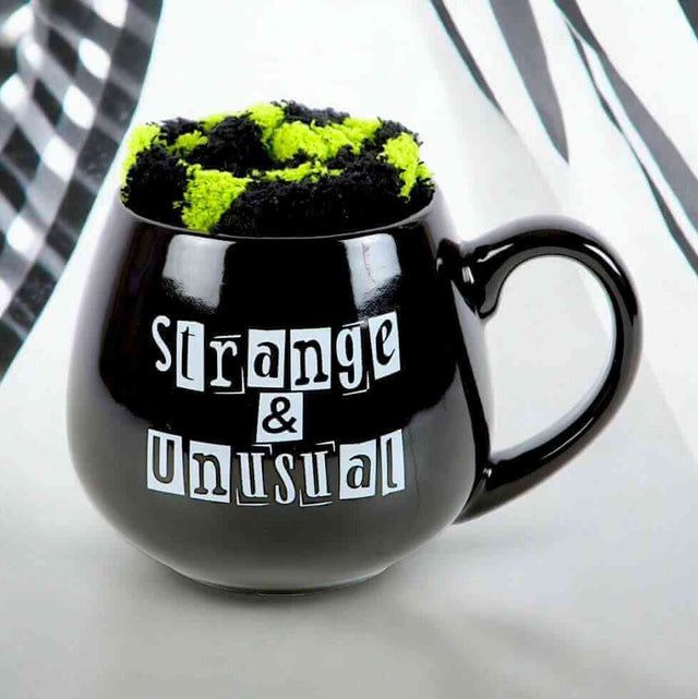 The Fashion Gift Shop: Strange & Unusual Black Mug and Socks Gift Set for Quirky Souls by Spirit of equinox, Mugs and Cups