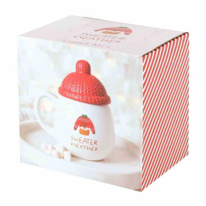 The Fashion Gift Shop: Feastive Mug with Cosy Hat, Sweater Weather Hot Cocoa Mugs by Jones Home & Gifts, Mugs and Cups