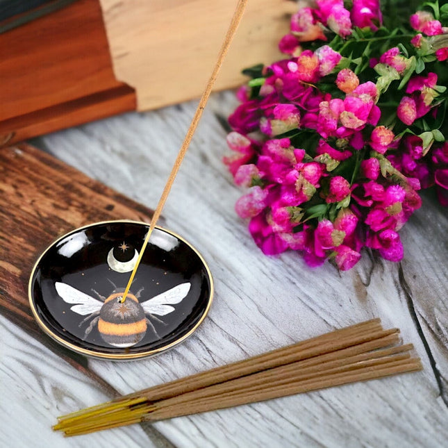 The Dark Forest Bee Ceramic Incense Plate Holder - Incense Holders by Spirit of equinox