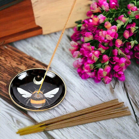 The Fashion Gift Shop: The Dark Forest Bee Ceramic Incense Plate Holder Black by Spirit of equinox, Incense Holders