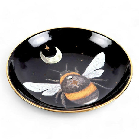 The Fashion Gift Shop: The Dark Forest Bee Ceramic Incense Plate Holder Black by Spirit of equinox, Incense Holders
