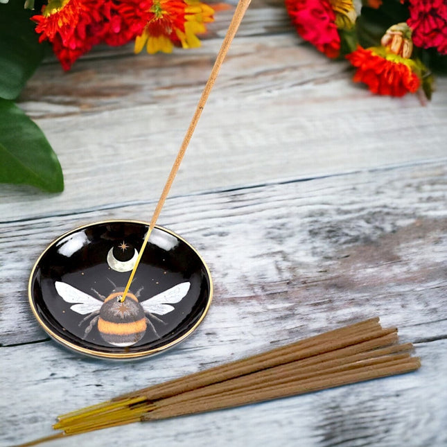 The Dark Forest Bee Ceramic Incense Plate Holder - Incense Holders by Spirit of equinox