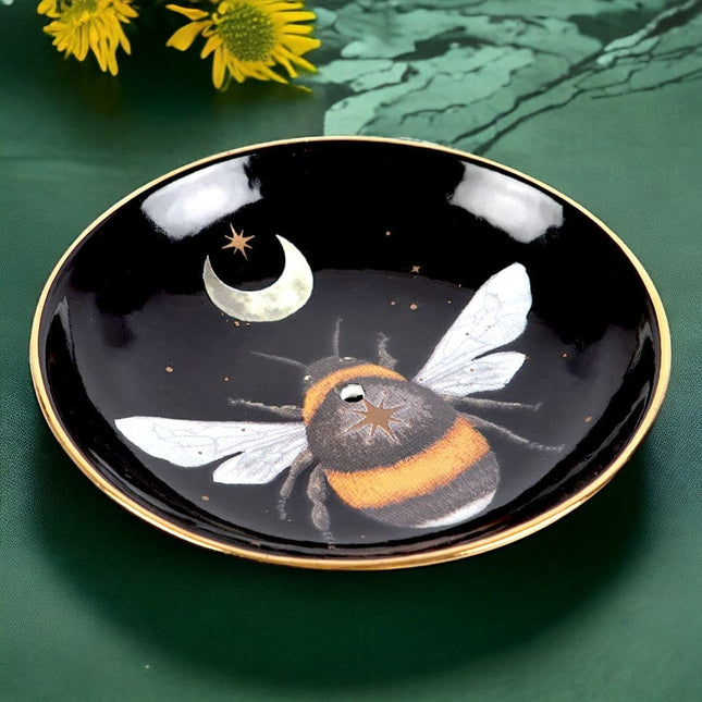 The Dark Forest Bee Ceramic Incense Plate Holder - Incense Holders by Spirit of equinox