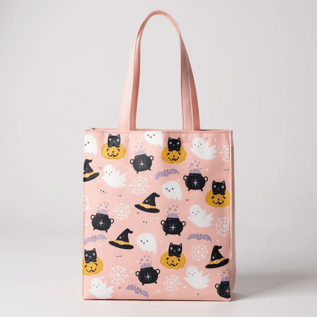 The Fashion Gift Shop: Adorable Halloween Ghost and Pumpkin Print Poly - Cotton Tote Bag. by Spirit of equinox, Lunch Boxes & Totes