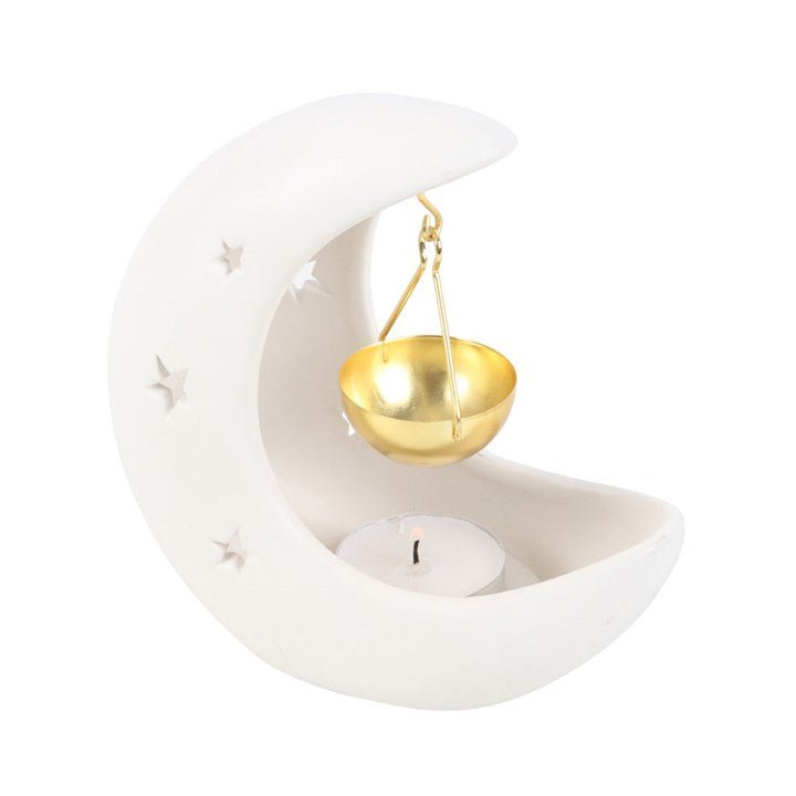The Fashion Gift Shop: Black Crescent Moon Hanging Oil Burner for Home Decor by Spirit of equinox, Oil Burner & Wax Melters