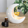 Black Crescent Moon Hanging Oil Burner for Home Decor - White