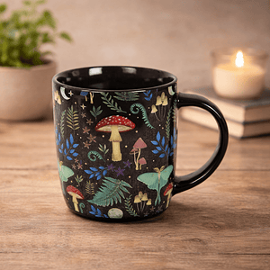 The Fashion Gift Shop: Dark Forest Print Mystical Mushroom Mug for Enchanted Mornings by Spirit of equinox, Mugs and Cups