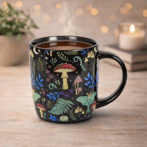The Fashion Gift Shop: Dark Forest Print Mystical Mushroom Mug for Enchanted Mornings by Spirit of equinox, Mugs and Cups