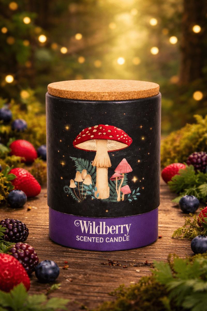 The Fashion Gift Shop: Forest Mushroom Wild berry Candle with Box by Jones Home & Gifts, Candles
