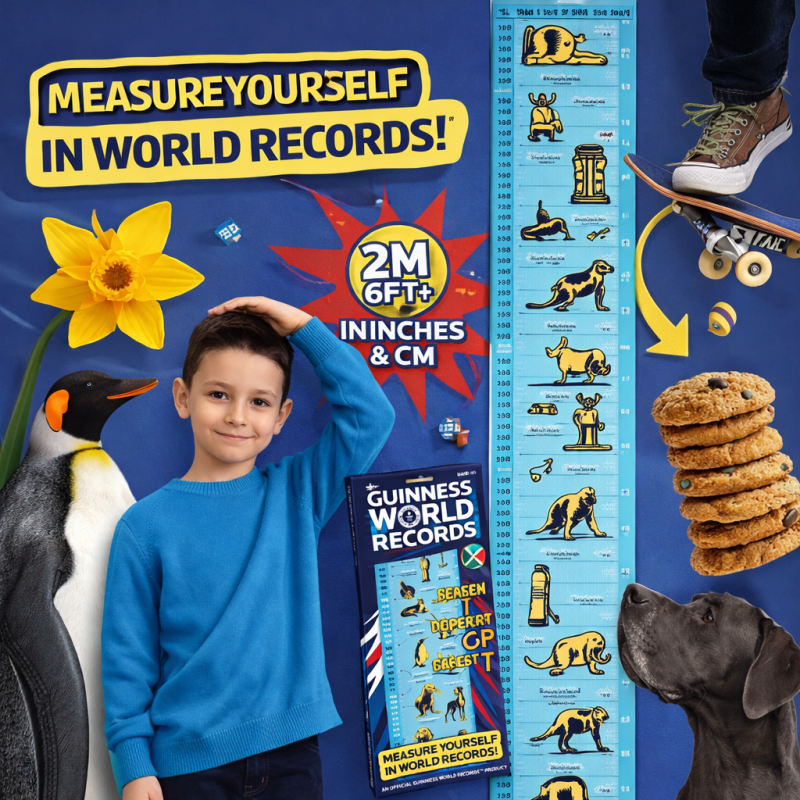 The Fashion Gift Shop: Guinness World Records Height Chart – Kids Wall Growth Chart Gift (2m / 6ft+) by The Fashion Gift Shop , Children’s Growth Charts