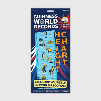 Kids height chart package, blue Guinness World Records design with animal marks