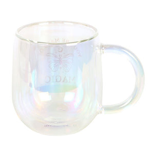 The Fashion Gift Shop: Iridescent Double - Walled Glass Round Mug, You Are Made Of Magic by The Fashion Gift Shop ,