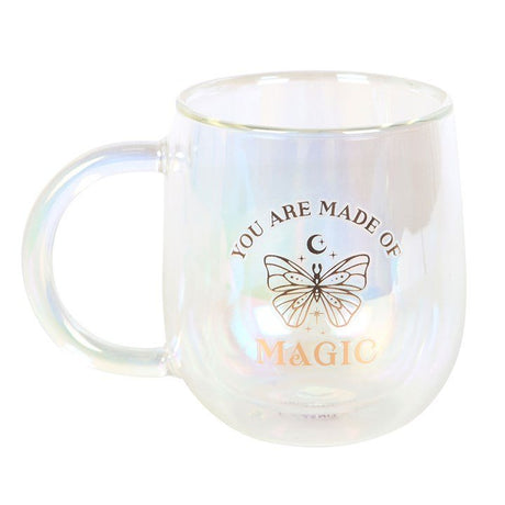 The Fashion Gift Shop: Iridescent Double - Walled Glass Round Mug, You Are Made Of Magic by The Fashion Gift Shop ,