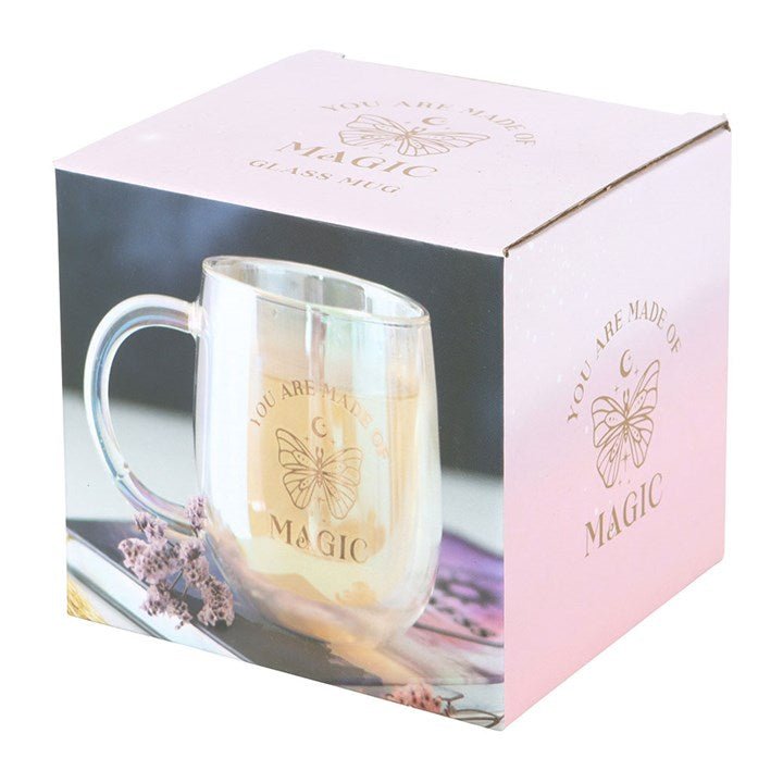 The Fashion Gift Shop: Iridescent Double - Walled Glass Round Mug, You Are Made Of Magic by The Fashion Gift Shop ,