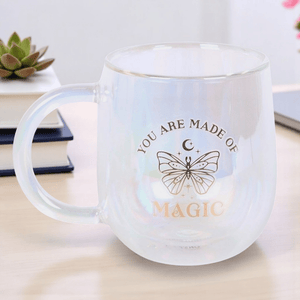 The Fashion Gift Shop: Iridescent Double - Walled Glass Round Mug, You Are Made Of Magic by The Fashion Gift Shop ,
