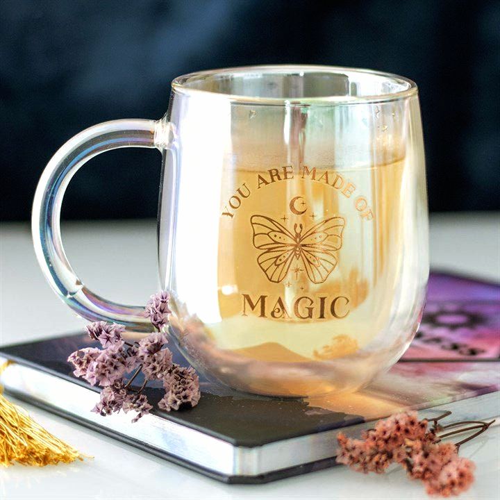 Iridescent Double-Walled Glass Round Mug – You Are Made Of Magic