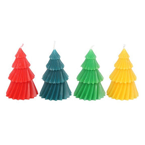 Set of 4 Colourful Unscented Christmas Tree Candles – Festive Table & Mantel Decor by Jones Home & Gifts
