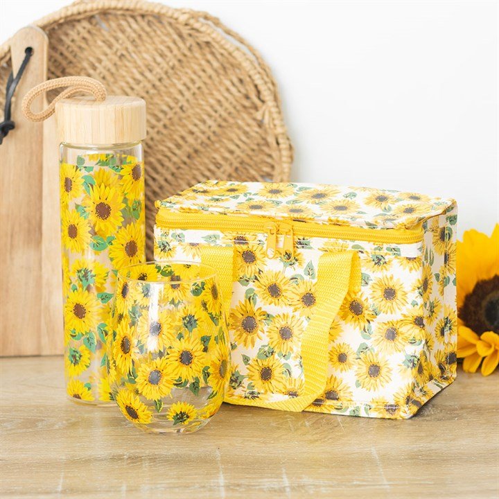 The Fashion Gift Shop: Sunflower Stemless Wine Glass – Gift Boxed Floral Glass by Jones Home & Gifts, Stemless Wine Glass