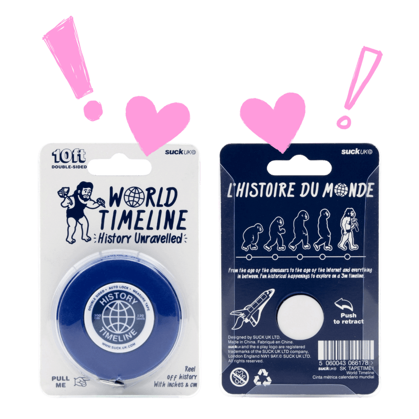 The Fashion Gift Shop: World History Fun learning Illustrated Chronology Measuring Tape by SuckUK, Double Sided Measuring Tape