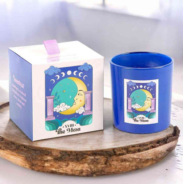 The Fashion Gift Shop: The Moon Amethyst Crystal Chip Violet - Scented Candle by Jones Home & Gifts, Candles