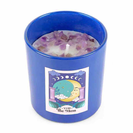 The Fashion Gift Shop: The Moon Amethyst Crystal Chip Violet - Scented Candle by Jones Home & Gifts, Candles