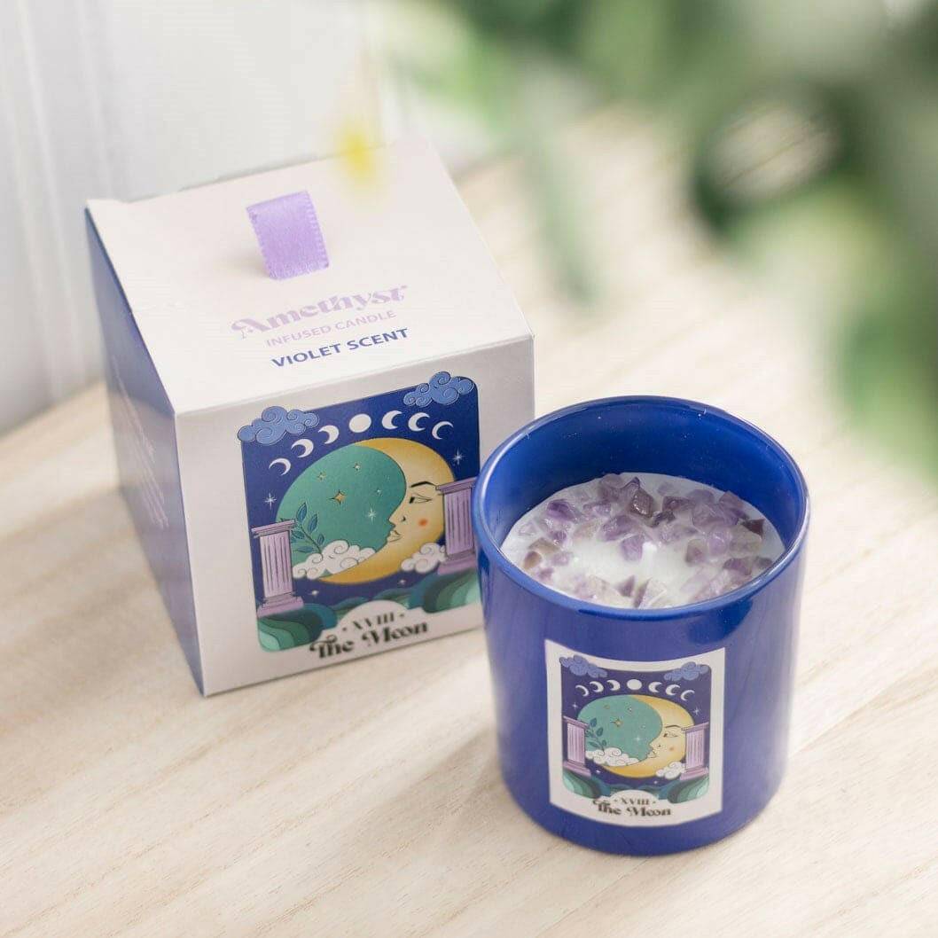 The Moon Amethyst Crystal Chip Violet-Scented Candle  Jones Home & Gifts  The Fashion Gift Shop .