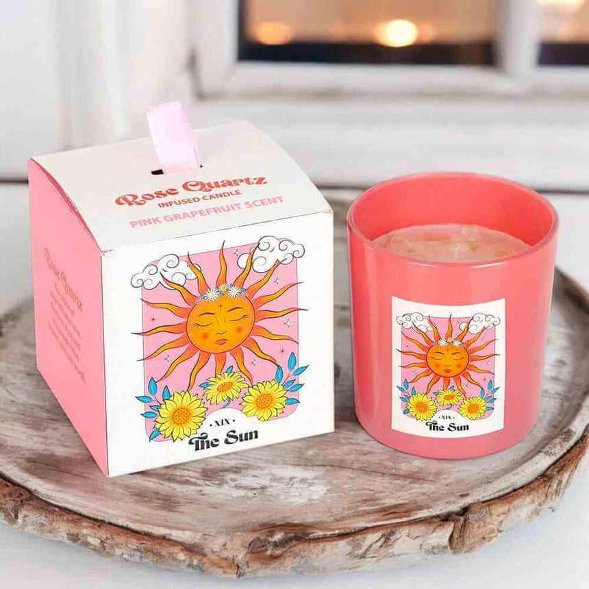 The Fashion Gift Shop: The Sun Rose Quartz Crystal Chip Pink Grapefruit Candle by Jones Home & Gifts, Candles